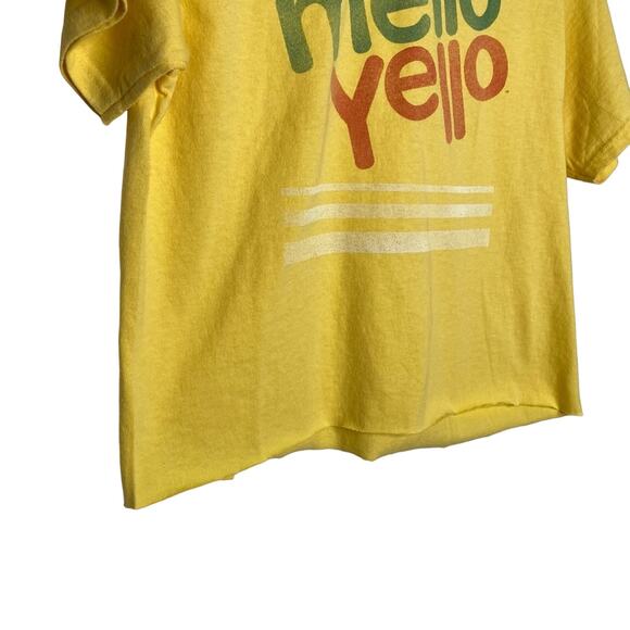 Mighty Fine Mello Yello Crop Top T-Shirt Raw Hem Tee Women's Size Large New NWT - Picture 5 of 8